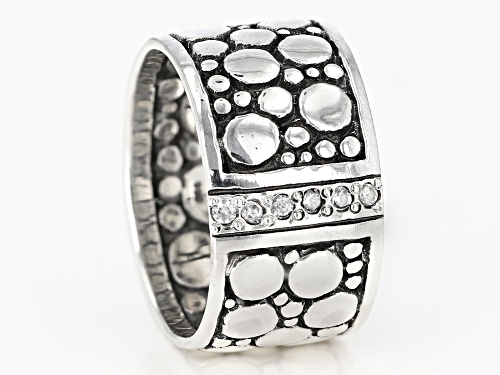 Artisan Collection Of Bali™ 0.24ctw 1.5mm Round White Zircon Sterling Silver Band Ring - Size 8