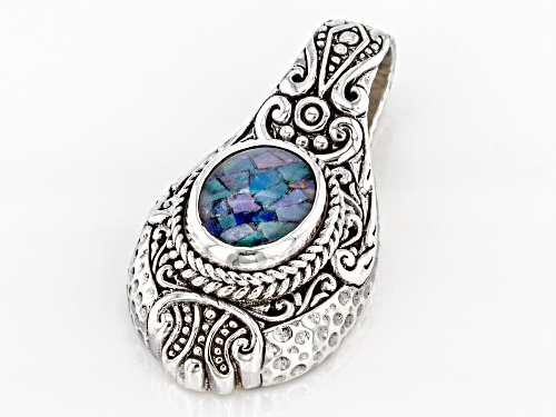 Artisan Collection Of Bali™ 10x8mm Oval Crushed Opal Doublet Sterling Silver Pendant