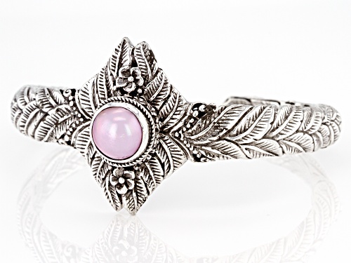 Artisan Collection Of Bali™ 12mm Round Pink Cultured Mabe Pearl Silver Leaf Cuff Bracelet - Size 6.5