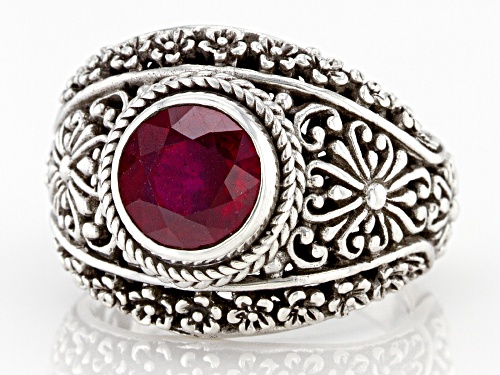 Artisan Collection Of Bali™ 2.13ct 8mm Round Mahaleo® Ruby Sterling Silver Solitaire Ring - Size 8