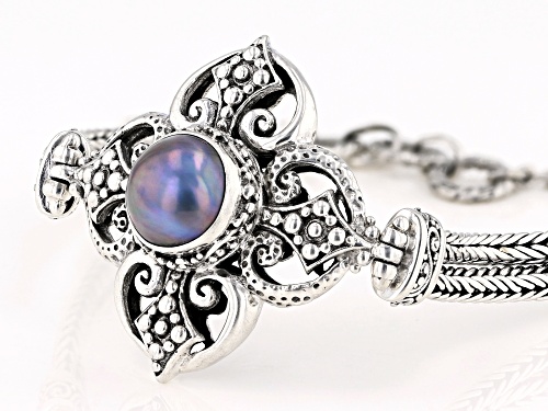 Artisan Collection Of Bali™ 12mm Round Blue Mabe Pearl Sterling Silver Bracelet - Size 6.5