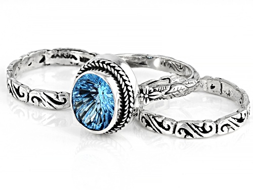 Artisan Collection Of Bali™ 2.98ct Oval Blue Topaz Sterling Silver Set of 3 Rings - Size 9