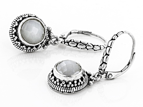 Artisan Collection Of Bali™ 8mm Round White Moonstone Sterling Silver Dangle Earrings