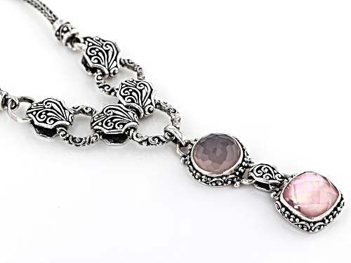 Artisan Collection Of Bali™ Light Pink Quartz Doublet And 5.04ct Rose Quartz Silver Necklace - Size 18