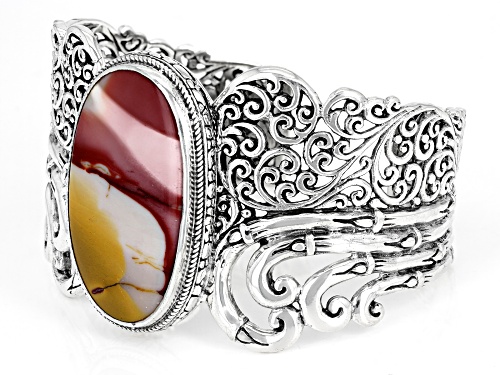 Artisan Collection Of Bali™ 34x20mm Oval Mookaite Cabochon Sterling Silver Cuff Bracelet - Size 6.5