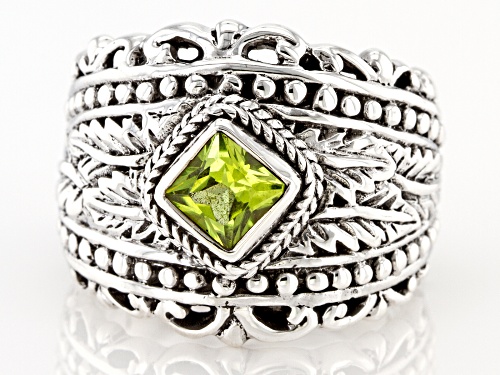 Artisan Collection of Bali™ .61ct Square Peridot Sterling Silver Ring - Size 7