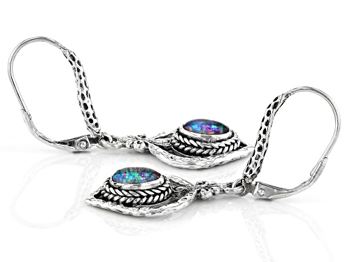 Artisan Collection Of Bali™ 7x5mm Oval Australian Opal Triplet Silver Dangle Earrings