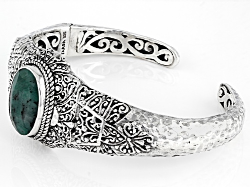 Artisan Collection Of Bali™ 5.33ct Oval Emerald Sterling Silver Cuff Bracelet - Size 6.75