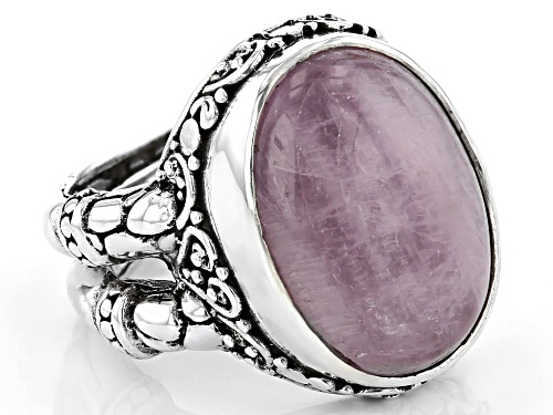Artisan Collection Of Bali™ 18x13mm Oval Cabochon Kunzite Silver Solitaire Ring - Size 9