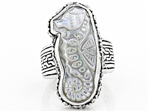 Artisan Collection of Bali™ Mother-of-Pearl Silver Seahorse Ring - Size 8