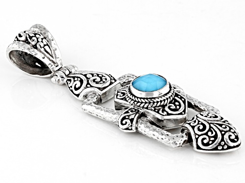 Artisan Collection of Bali™ 8mm Round Sleeping Beauty Turquoise Quartz Doublet Silver Pendant