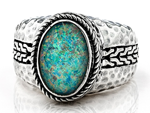 Artisan Collection of Bali™ Sea-renity Lab Created Opal Quartz Doublet Silver Ring - Size 7
