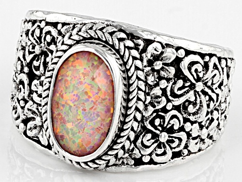 Artisan Collection of Bali™ Salmon Pink Opal Quartz Doublet Silver Ring - Size 7