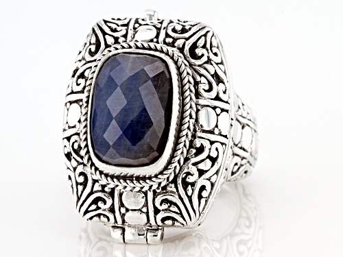 Artisan Collection of Bali™ 6.49ct Rectangular Cushion Blue-Gray Sapphire Silver Ring - Size 7