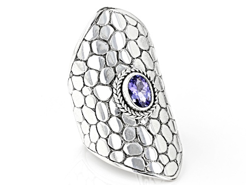 Artisan Collection of Bali™ .64ct Oval Tanzanite Silver Hammered Ring - Size 6