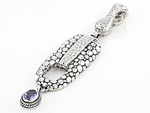 Artisan Collection of Bali™ .64ct Oval Tanzanite Silver Hammered Enhancer Pendant