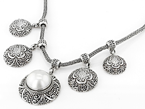 Artisan Collection of Bali™ 15mm Cultured Mabe Pearl Silver Tree of Life Necklace - Size 18