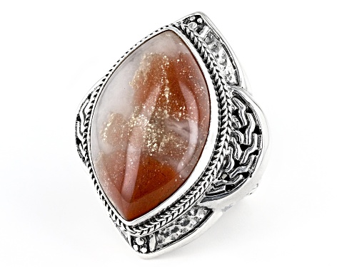 Artisan Collection of Bali™ 27x17mm Brecciated Jasper Silver Ring - Size 6