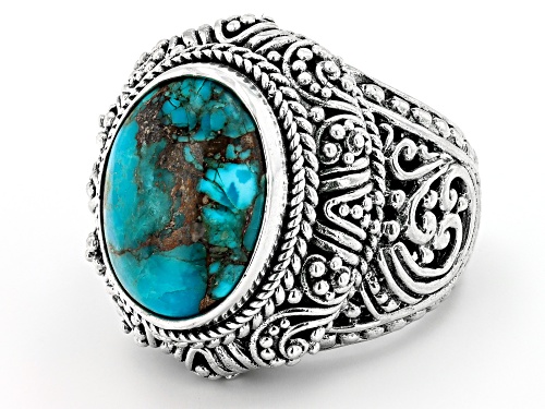 Artisan Collection of Bali™ 16x12mm Mohave Turquoise Silver Ring - Size 8