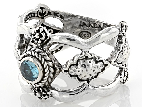 Artisan Collection of Bali™ .30ct Blue Zircon Sterling Silver Band Ring - Size 8