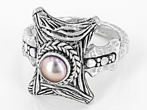 Artisan Collection of Bali™ 5mm Champagne Color Cultured Freshwater Pearl Silver Ring - Size 6
