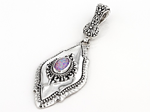Artisan Collection of Bali™ 1.28ct Lavender Lab Created Opal Quartz Doublet Silver Enhancer Pendant