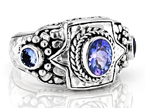 Artisan Collection of Bali™ .70ctw Oval & Round Tanzanite Sterling Silver Ring - Size 7
