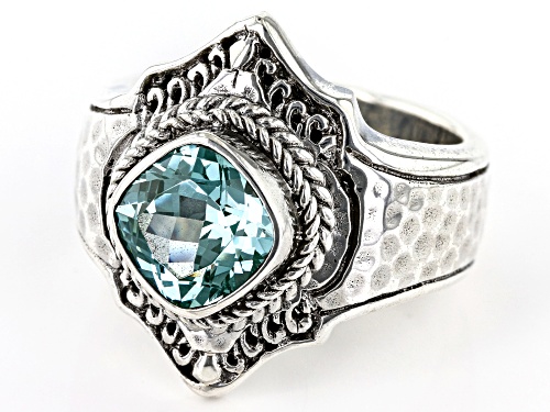 Artisan Collection of Bali™ 2.42ct Paraiba Color Lab Created Spinel Silver Ring - Size 8
