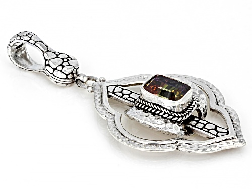 Artisan Collection of Bali™ 6.89ct Multi Color Cubic Zirconia Silver Lucky Stone Enhancer Pendant