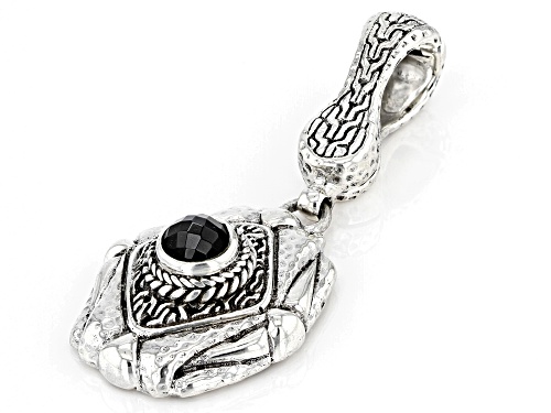 Artisan Collection of Bali™ .98ct Black Spinel Silver Chainlink Enhancer Pendant