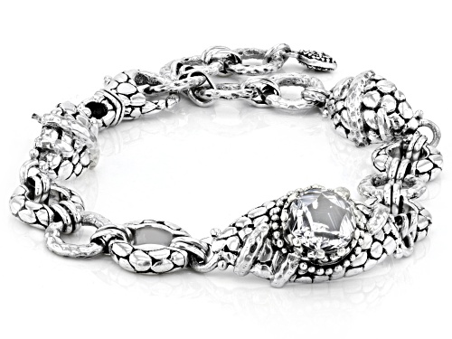 Artisan Collection of Bali™ 2.50ct White Quartz Silver Watermark Bracelet - Size 6.75