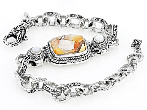 Artisan Collection of Bali™ Brecciated Mookaite & Mother-of-Pearl Silver Bracelet - Size 7