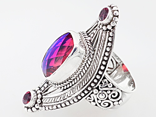 Artisan Collection Of Bali™ Rainbow Red Volcanic Quartz Triplet And Mystic Quartz® Silver Ring - Size 6