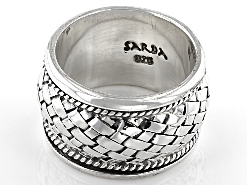 Artisan Gem Collection Of Bali™ Sterling Silver Basket Weave Design Spinner Band Ring - Size 7