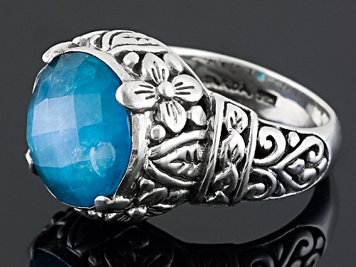 Artisan Gem Collection Of Bali™ Neon Apatite Mother Of Pearl Triplet Sterling Silver Ring - Size 11