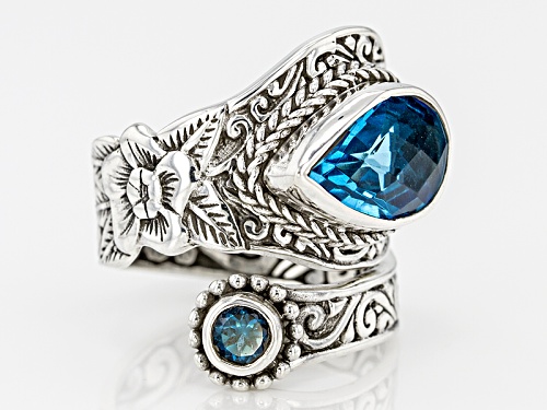 Artisan Gem Collection Of Bali™ Swiss Blue Quartz Triplet, .25ctw London Blue Topaz Silver Ring - Size 12
