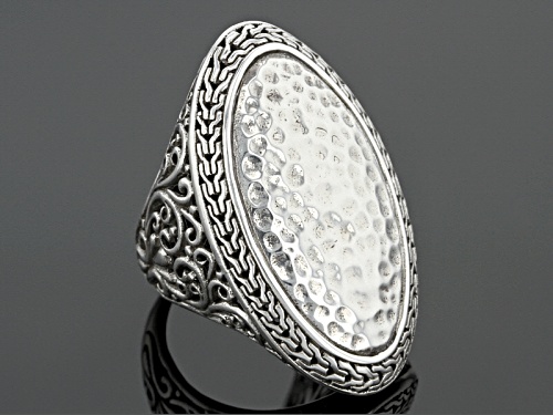 Artisan Gem Collection Of Bali™ Sterling Silver Hammered Oval Ring - Size 12