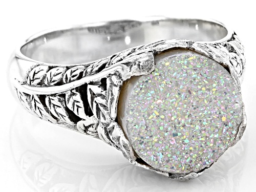 Artisan Collection of Bali™ 10mm Snow™ Drusy Quartz Sterling Silver Ring - Size 8