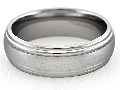6mm Brushed Titanium With Polished Double Edge Comfort Fit Men's Band - Size 6.5