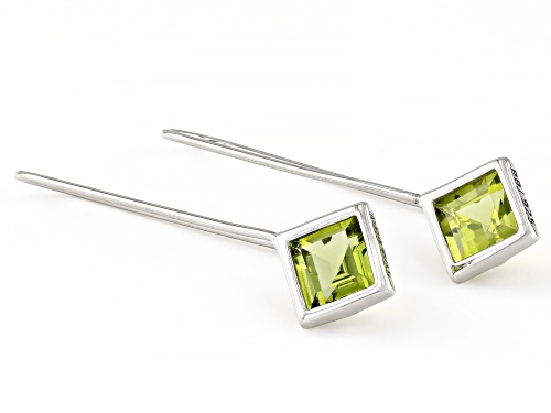 2.05ctw Manchurian Peridot™ Rhodium Over Sterling Silver Earrings