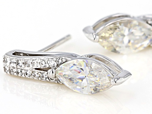 1.60ct Marquise Strontium Titanate and .19ctw White Zircon 10K White Gold Earrings