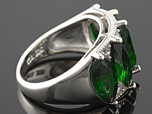 4.95ctw Marquise Chrome Diopside With .32ctw Round White Zircon Sterling Silver 5-Stone Ring - Size 5