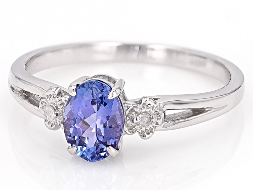 0.68ct Tanzanite with White Diamond Accent Rhodium Over Sterling Silver Ring - Size 6