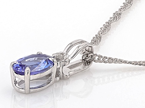 0.68ct Tanzanite with White Diamond Accent Rhodium Over Sterling Silver Pendant with Chain