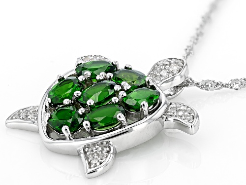 2.14ctw Chrome Diopside With 0.14ctw White Zircon Rhodium Over Sterling Silver Pendant with Chain