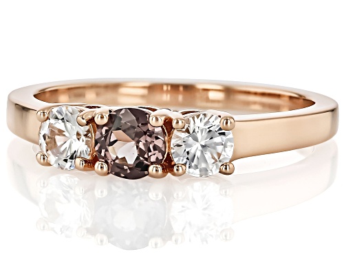 0.42ct Color Change Garnet With 0.70ctw White Zircon 18k Rose Gold Over Sterling Silver Ring - Size 8