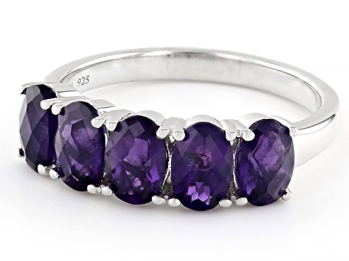 2.02ctw Oval Amethyst Rhodium Over Sterling Silver Band Ring - Size 7
