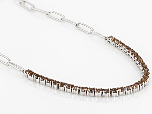 3.09ctw Round Andalusite Rhodium Over Sterling Silver Paperclip Necklace - Size 18