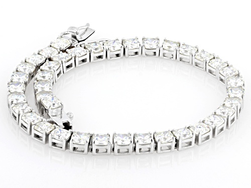 16.08ctw Square Cushion Strontium Titanate Rhodium Over Sterling Silver Tennis Bracelet - Size 7.25
