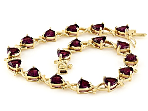 13.01ctw Rhodolite 18k Yellow Gold Over Sterling Silver Bracelet - Size 8